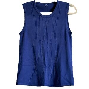 Cable Knit Sweater Vest‎ Blue Women XS Preppy Golf Tennis Old Money